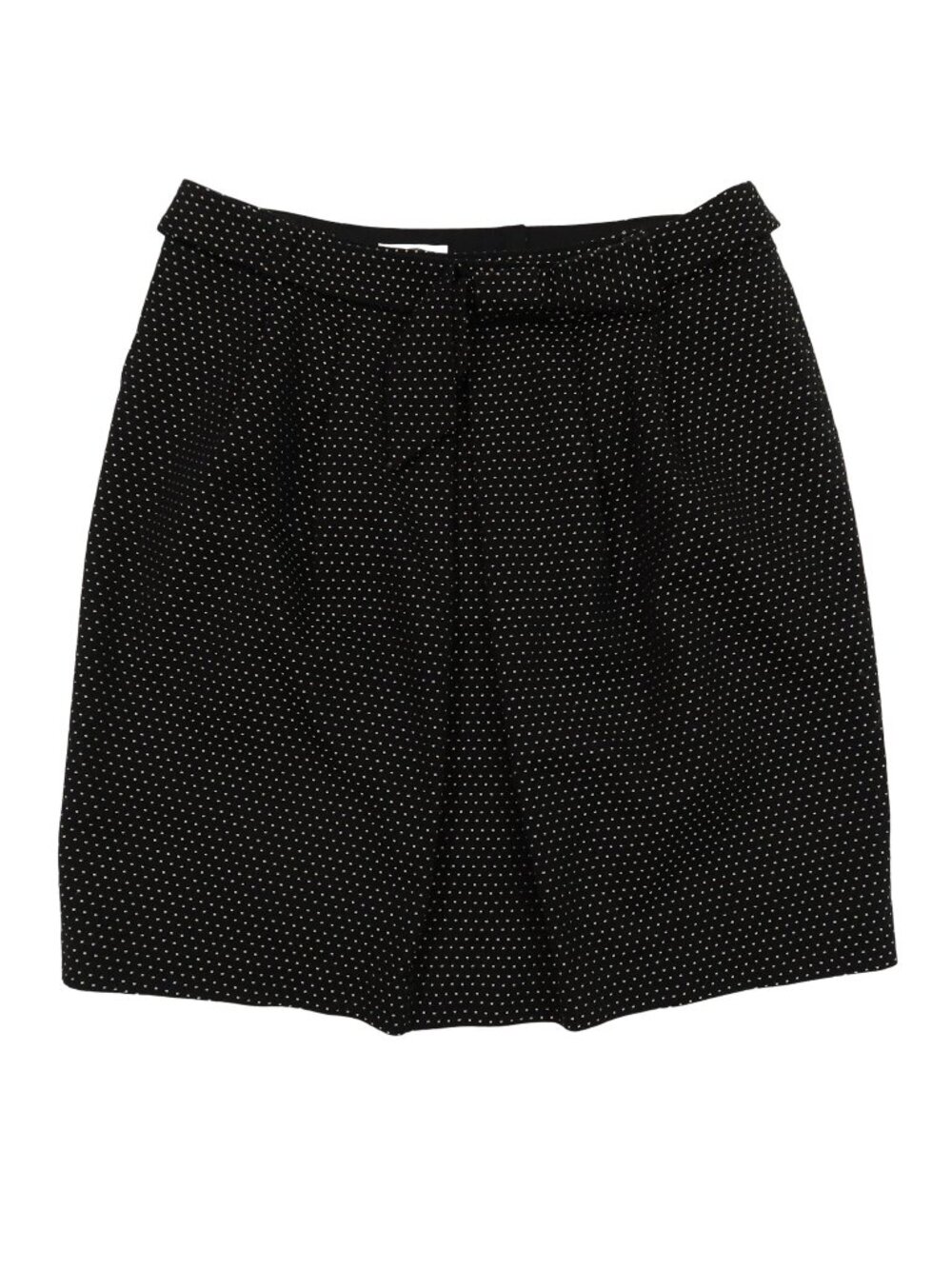 TALBOTS Size 14 Black Cream Preppy Polka Dot Pleated Bow Belt Cotton Blend Skirt
